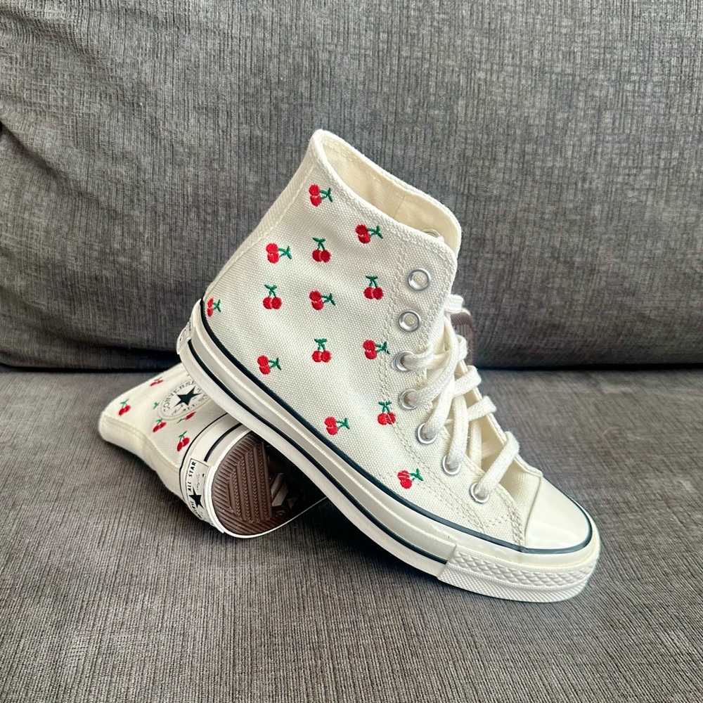 Cherry Embroidered High-Top Converse NWOT